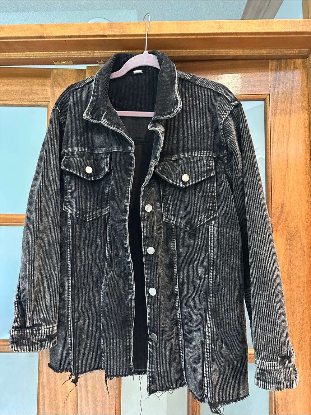 Black Corduroy Jacket - Classic Button-Up Coat- vintage